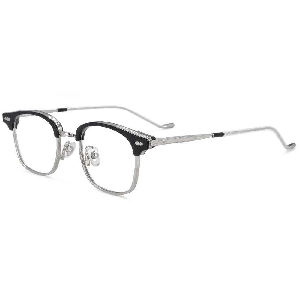 CCspace Women's Full Rim Square Alloy Acetate Reading Glasses R49425 Reading Glasses CCspace C5silverblack China 0