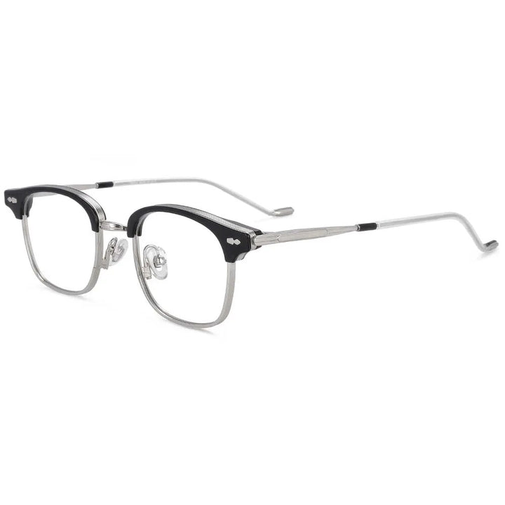 CCspace Women's Full Rim Square Alloy Acetate Reading Glasses R49425 Reading Glasses CCspace C5silverblack China 0