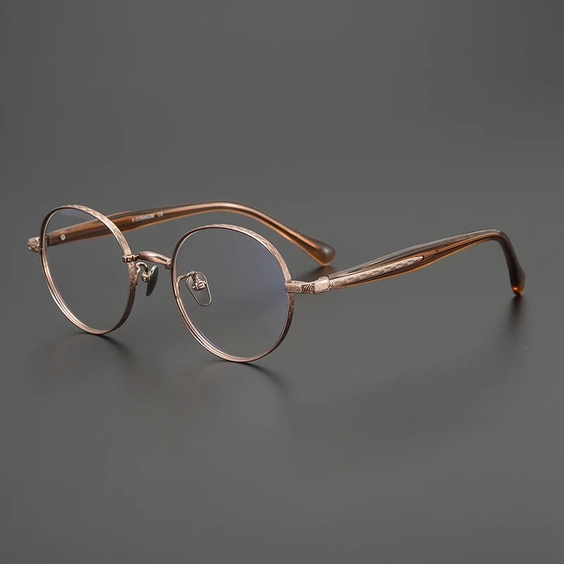 Black Mask Women's Full Rim Round Titanium Eyeglasses Bm216 Full Rim Black Mask Rose Gold
