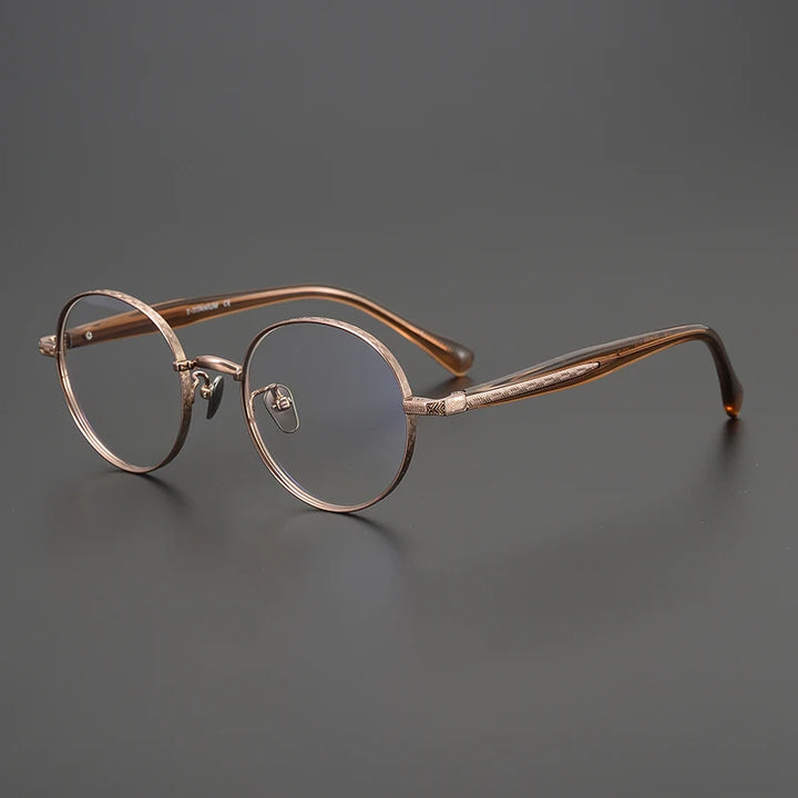 Black Mask Women's Full Rim Round Titanium Eyeglasses Bm216 Full Rim Black Mask Rose Gold