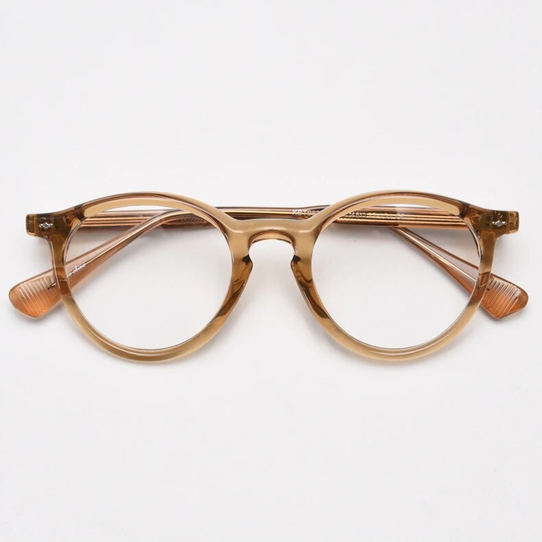 CCspace Unisex Full Rim Round Tr 90 Titanium Eyeglasses 57022 Full Rim CCspace C4Tea
