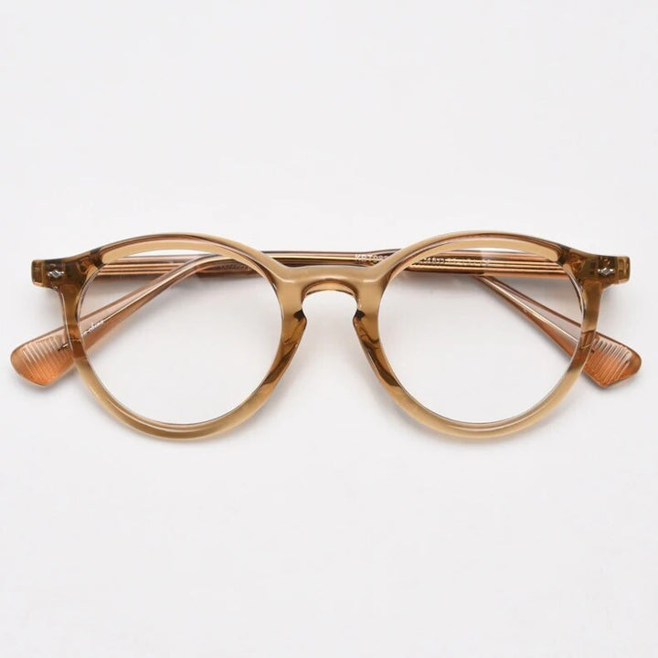 CCspace Unisex Full Rim Round Tr 90 Titanium Eyeglasses 57022 Full Rim CCspace C4Tea