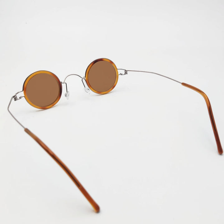 Yujo Unisex Full Rim Small Round Polarized Stainless Steel Sunglasses 32mm Sunglasses Yujo