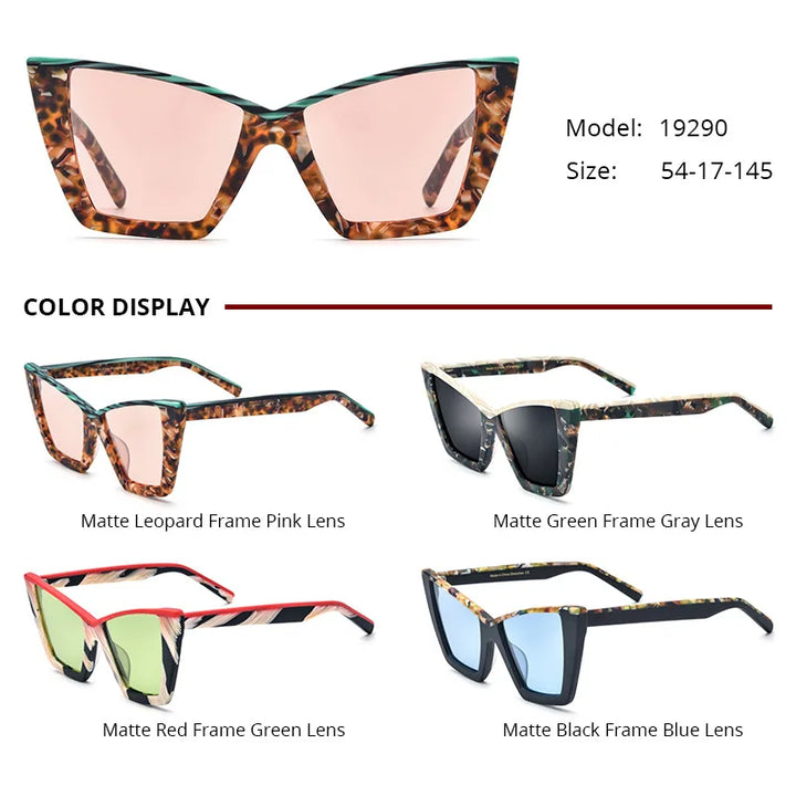 Nobler Women's Full Rim Square Cat Eye Acetate Polarized Sunglasses 9290 Sunglasses Nobler