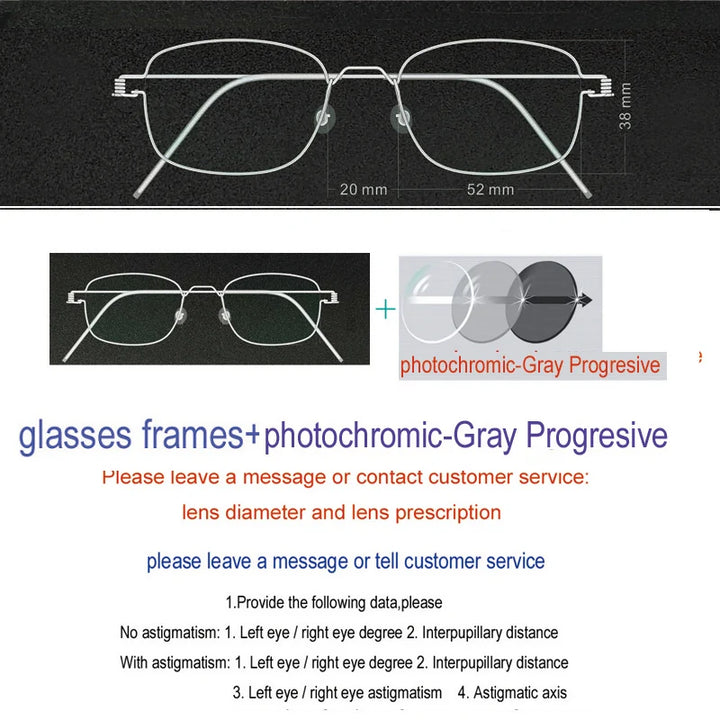 Yujo Unisex Full Rim Oval Square Screwless Steel Eyeglasses 61425