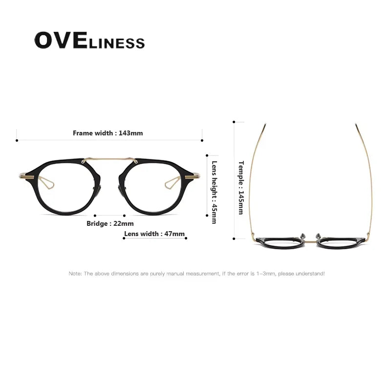 Oveliness Unisex Full Rim Polygon Acetate Titanium Eyeglasses 342119 Full Rim Oveliness