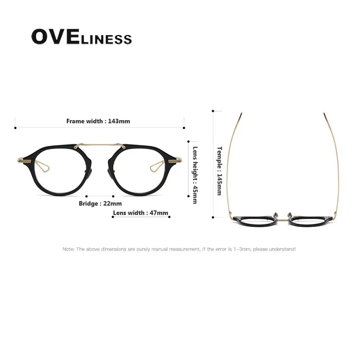 Oveliness Unisex Full Rim Polygon Acetate Titanium Eyeglasses 342119 Full Rim Oveliness