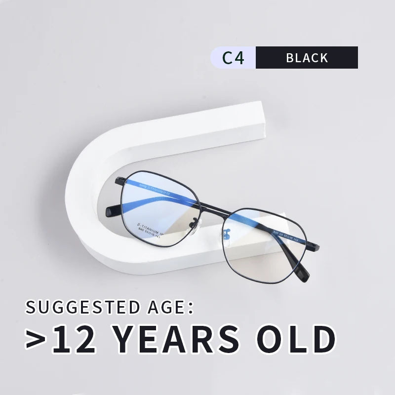 Secg Unisex Youth's Full Rim Polygon Oval Titanium Eyeglasses 216140