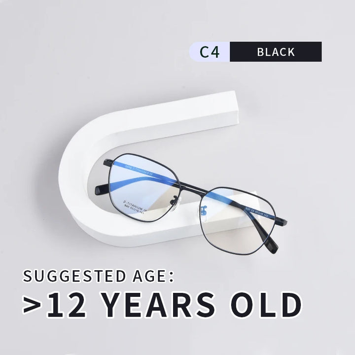 Secg Unisex Youth's Full Rim Polygon Oval Titanium Eyeglasses 216140