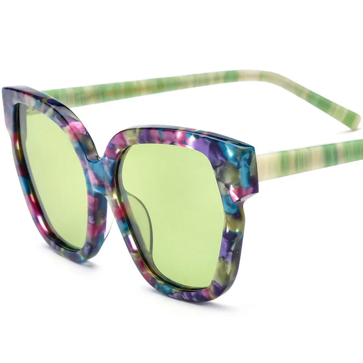 Nobler Women's Full Rim Square Cat Eye Acetate Polarized Sunglasses 9340 Sunglasses Nobler C3