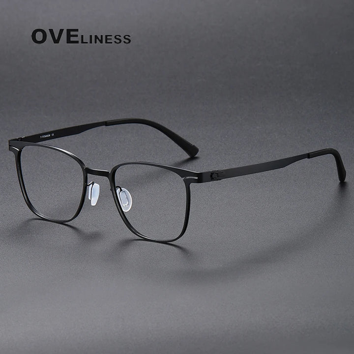 Oveliness Unisex Full Rim Square Screwless Titanium Eyeglasses 80997 Full Rim Oveliness black  