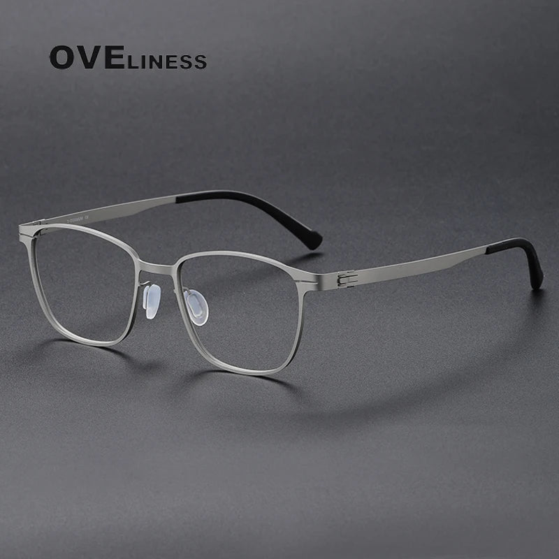 Oveliness Unisex Full Rim Square Screwless Titanium Eyeglasses 0978 Full Rim Oveliness silver