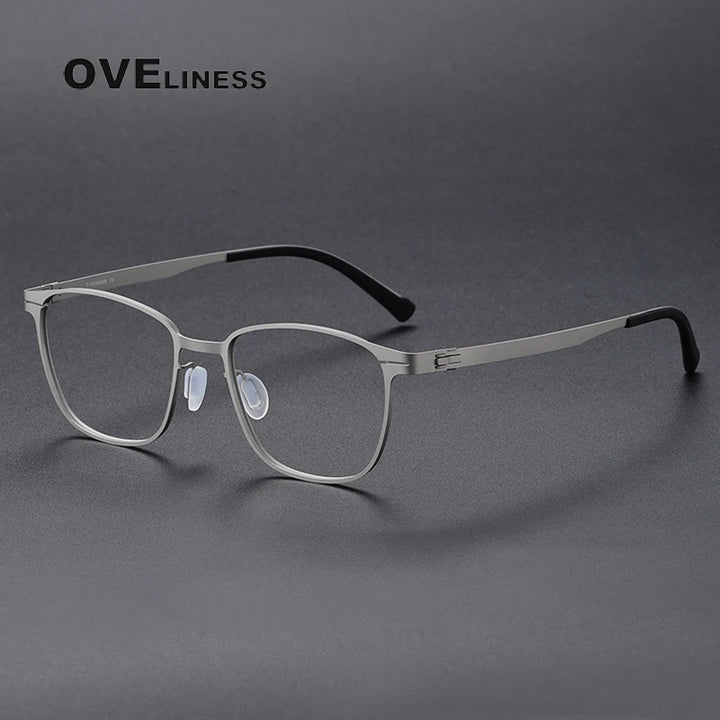 Oveliness Unisex Full Rim Square Screwless Titanium Eyeglasses 0978 Full Rim Oveliness silver