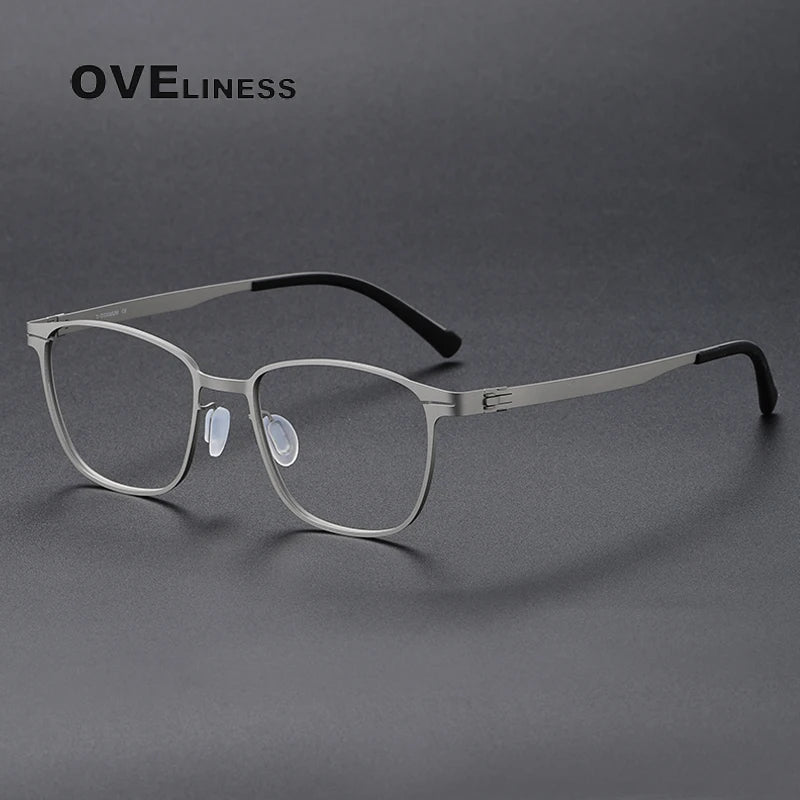 Oveliness Unisex Full Rim Square Screwless Titanium Eyeglasses 0978 Full Rim Oveliness silver  