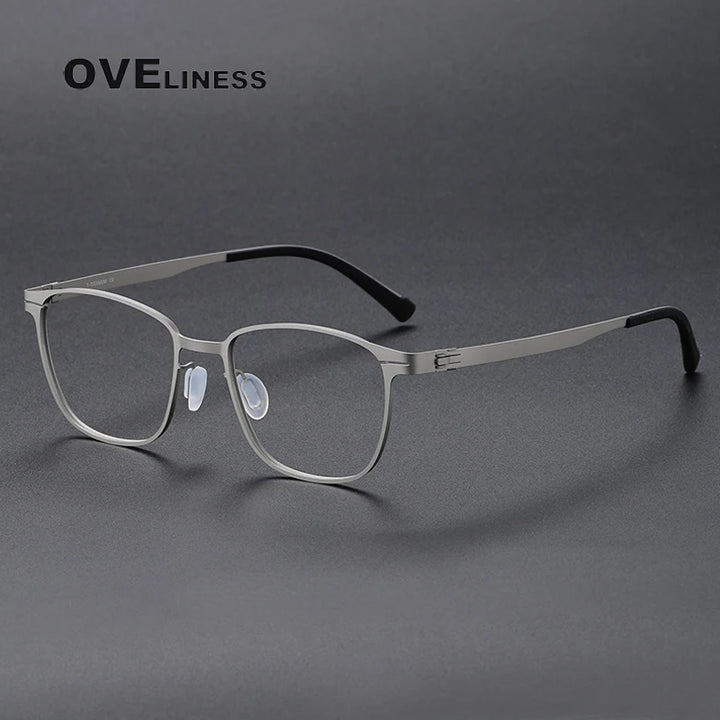 Oveliness Unisex Full Rim Square Screwless Titanium Eyeglasses 0978 Full Rim Oveliness silver  