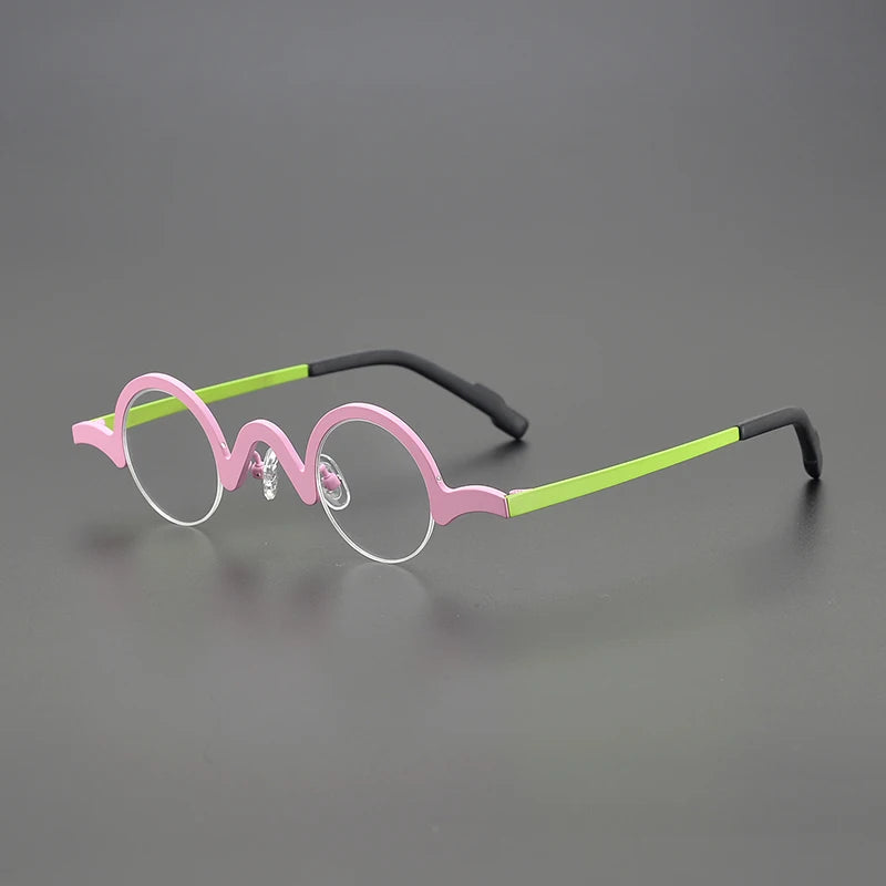 Nobler Unisex Semi Rim Top Round Titanium Eyeglasses 1810 Semi Rim Nobler C4