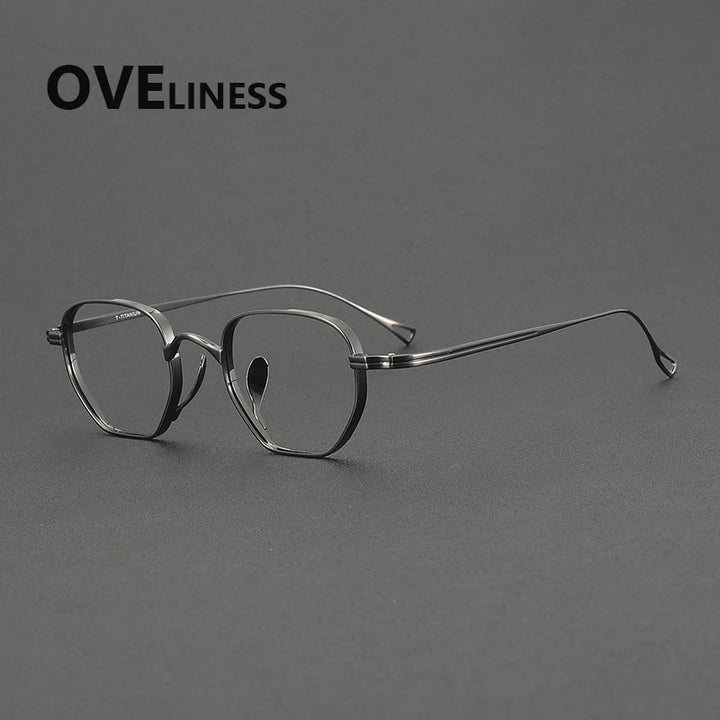 Oveliness Men's Full Rim Polygon Square Titanium Eyeglasses 29919