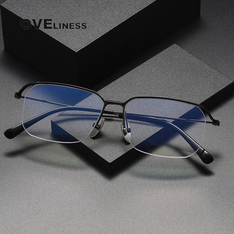 Oveliness Unisex Semi Rim Square Titanium Eyeglasses 423a Semi Rim Oveliness   