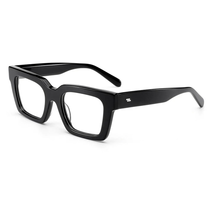 Gatenac Unisex Full Rim Square Acetate Eyeglasses Gxyj-1181 Full Rim Gatenac Black
