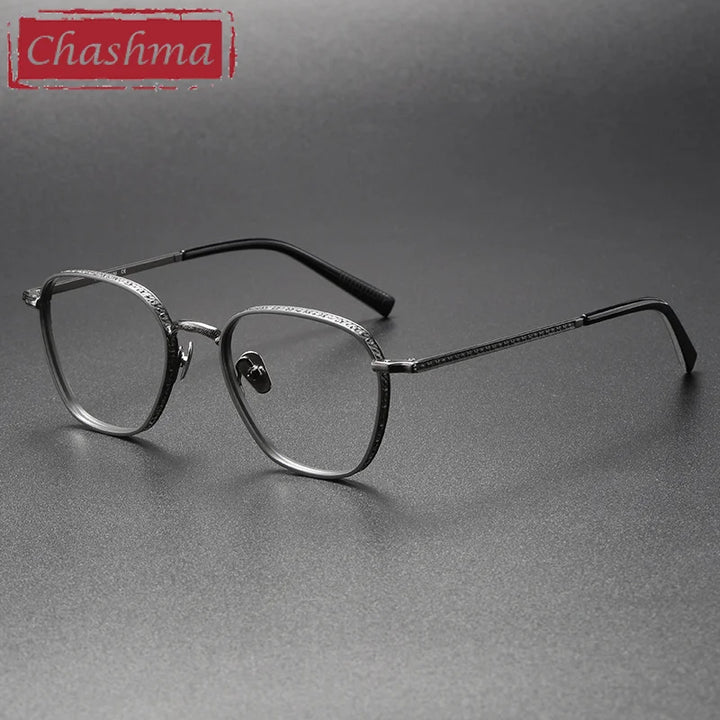 Chashma Ottica Unisex Full Rim Oval Titanium Eyeglasses 3101 Full Rim Chashma Ottica Gray
