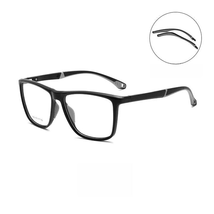 Yimaruili Men's Full Rim Square Tr 90 Sport Eyeglasses Y1230d Full Rim Yimaruili Eyeglasses Black Gray  