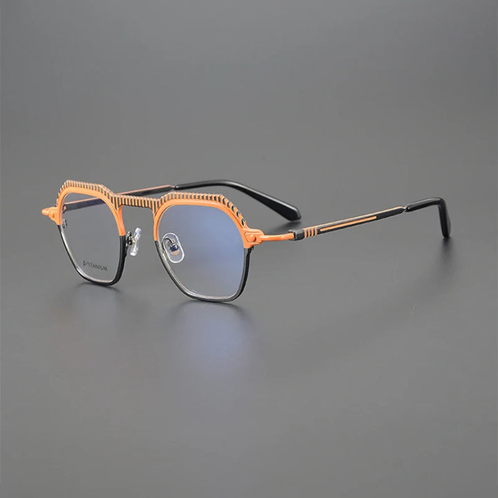 Nobler Unisex Full Rim Polygon Titanium Eyeglasses P073 Full Rim Nobler C4