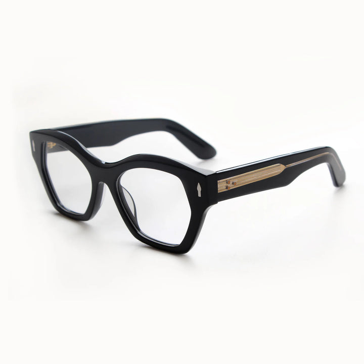 Hewei Unisex Full Rim Polygonal Thick Acetate Eyeglasses 923047