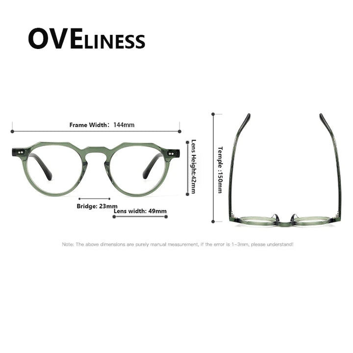 Oveliness Unisex Full Rim Flat Top Round Acetate Eyeglasses 88097 Full Rim Oveliness