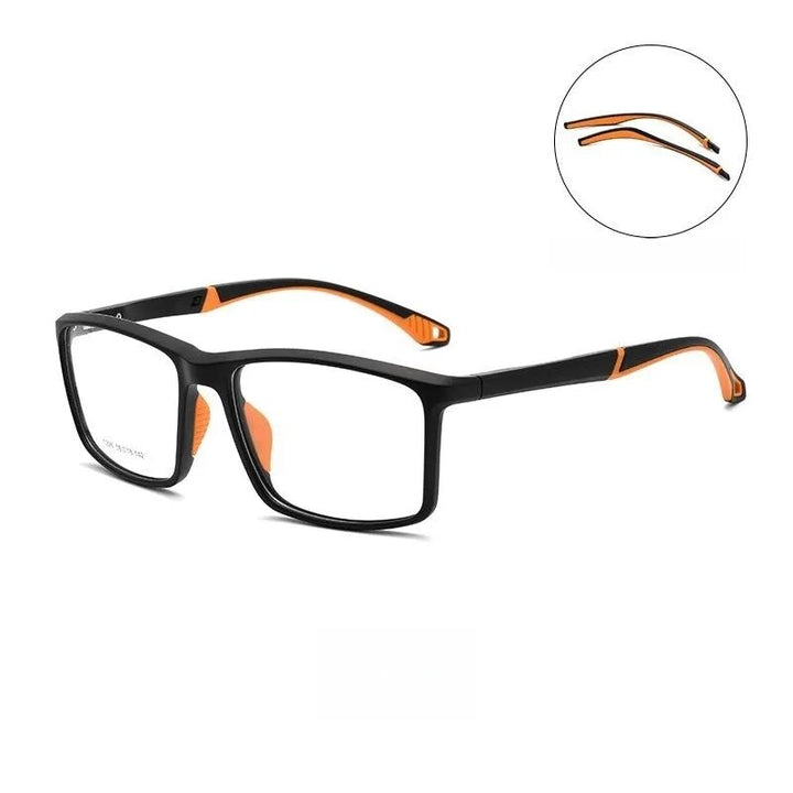 Yimaruili Unisex Full Rim Square Tr 90 Sport Eyeglasses Y1226d Full Rim Yimaruili Eyeglasses Black Orange  