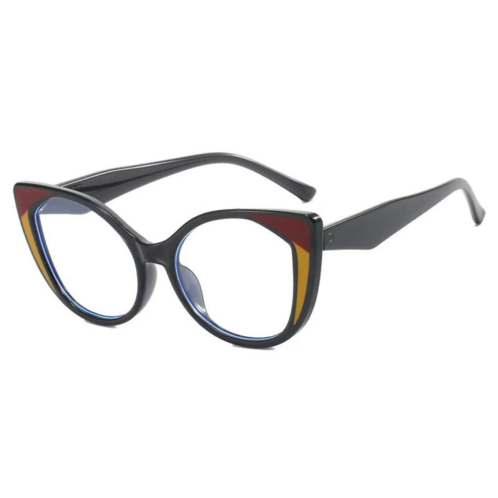 CCspace Women's Full Rim Cat Eye Tr 90 Titanium Hyperopic Eyeglasses R57025 Full Rim CCspace C3BlackTea 0
