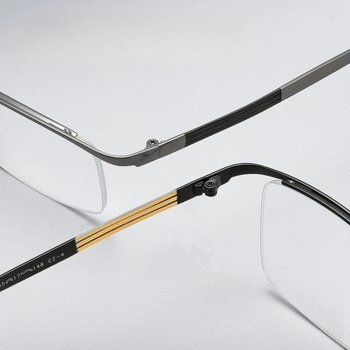 Hdcrafter Unisex Semi Rim Square Titanium Eyeglasses 80015 Semi Rim Hdcrafter Eyeglasses