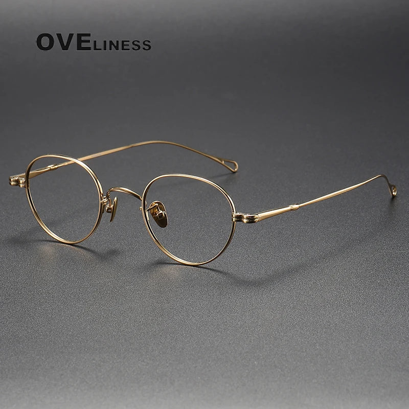 Oveliness Unisex Full Rim Oval Titanium Eyeglasses M002 Full Rim Oveliness gold