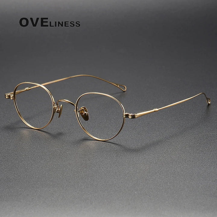 Oveliness Unisex Full Rim Oval Titanium Eyeglasses M002 Full Rim Oveliness gold