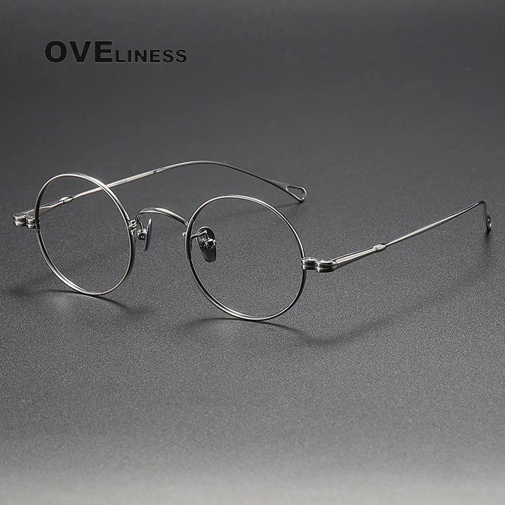 Oveliness Unisex Full Rim Round Titanium Eyeglasses M005 Full Rim Oveliness silver
