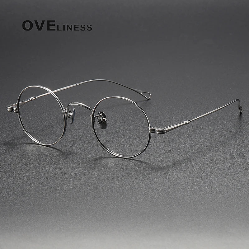 Oveliness Unisex Full Rim Round Titanium Eyeglasses M005 Full Rim Oveliness silver  