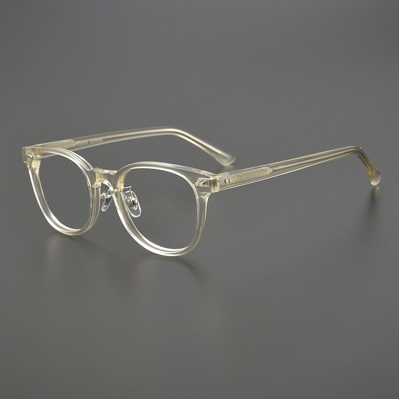 Gatenac Unisex Full Rim Round Square Acetate Eyeglasses Gxyj1042 Full Rim Gatenac Yellow