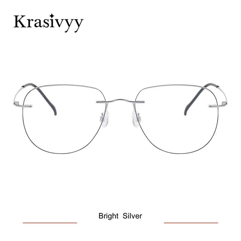 Krasivyy Women's Rimless Flat Top Oval Titanium Eyeglasses 316007