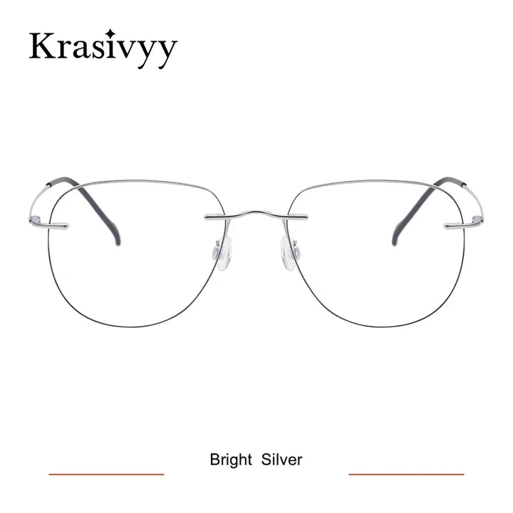 Krasivyy Women's Rimless Flat Top Oval Titanium Eyeglasses 316007