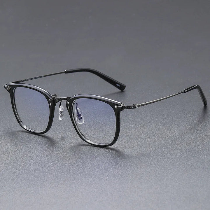 Black Mask Unisex Full Rim Square Titanium Acetate Eyeglasses G806 Full Rim Black Mask Light Black-Gray