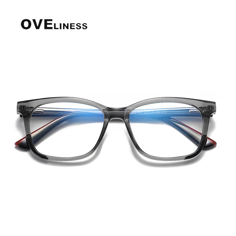 Oveliness Youth Unisex Full Rim Square Tr 90 Titanium Eyeglasses 20206 Full Rim Oveliness grey