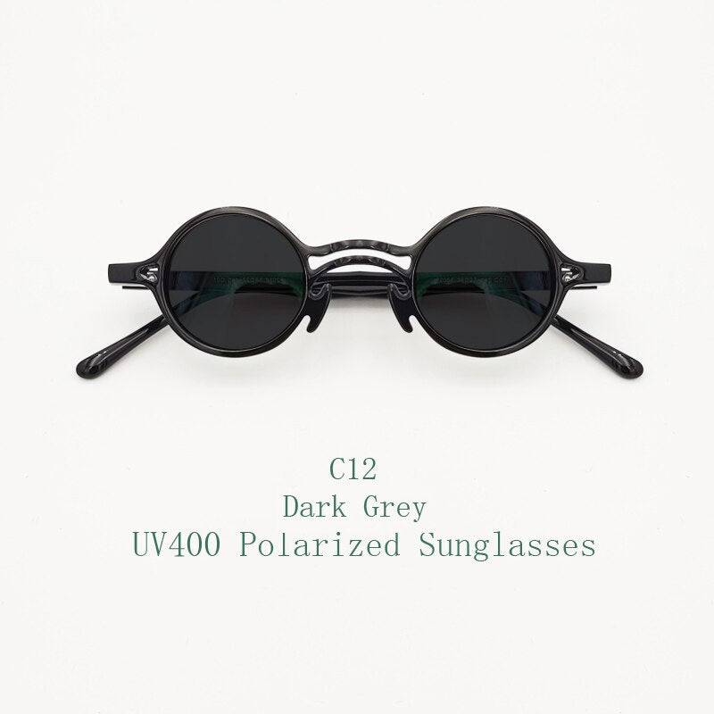 Yujo Unisex Full Rim Small Round Titanium Acetate Eyeglasses Or Polarized Sunglasses Full Rim Yujo C12 China