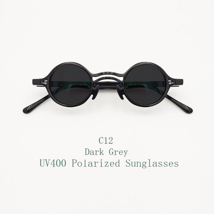 Yujo Unisex Full Rim Small Round Titanium Acetate Eyeglasses Or Polarized Sunglasses Full Rim Yujo C12 China