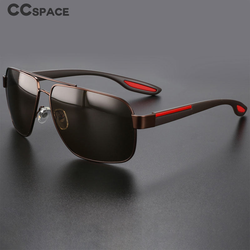 CCspace Men's Full Rim Square Double Bridge Alloy Polarized Sunglasses 56362 Sunglasses CCspace Sunglasses