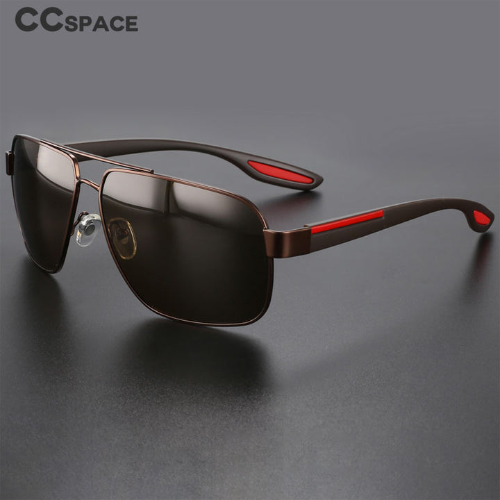 CCspace Men's Full Rim Square Double Bridge Alloy Polarized Sunglasses 56362 Sunglasses CCspace Sunglasses