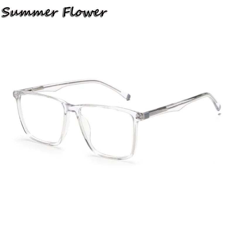 Summer Flower Men's Full Rim Square Acetate Eyeglasses 81003 Full Rim Summer Flower Transparent