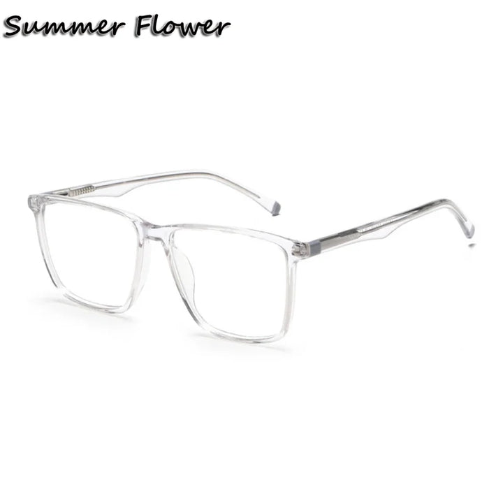 Summer Flower Men's Full Rim Square Acetate Eyeglasses 81003 Full Rim Summer Flower Transparent