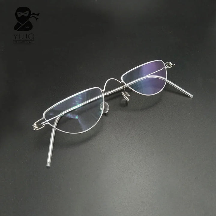 Yujo Unisex Full Rim Flat Top Oval Stainless Steel Custom Eyeglasses Y2645 Full Rim Yujo
