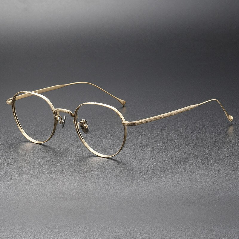 CCspace Unisex Full Rim Round Titanium Eyeglasses 55975 Full Rim CCspace Gold China