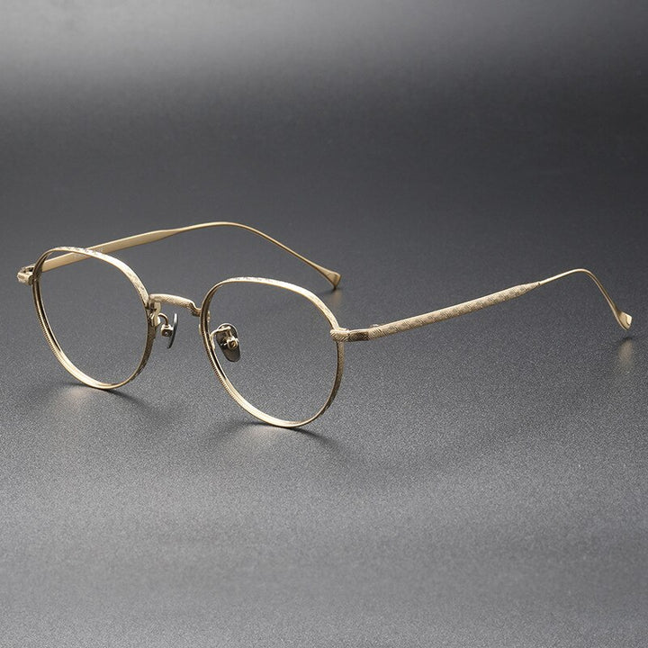 CCspace Unisex Full Rim Round Titanium Eyeglasses 55975 Full Rim CCspace Gold China