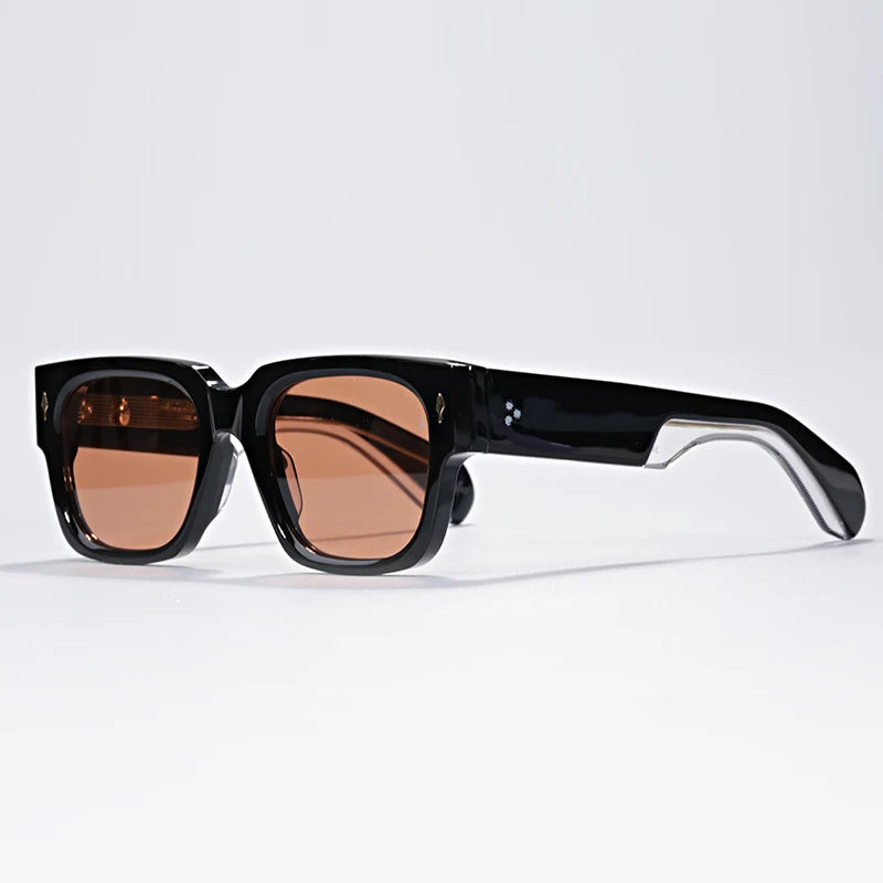 Hewei Unisex Full Rim Square Acetate Sunglasses 0029 Sunglasses Hewei black-pink as picture 